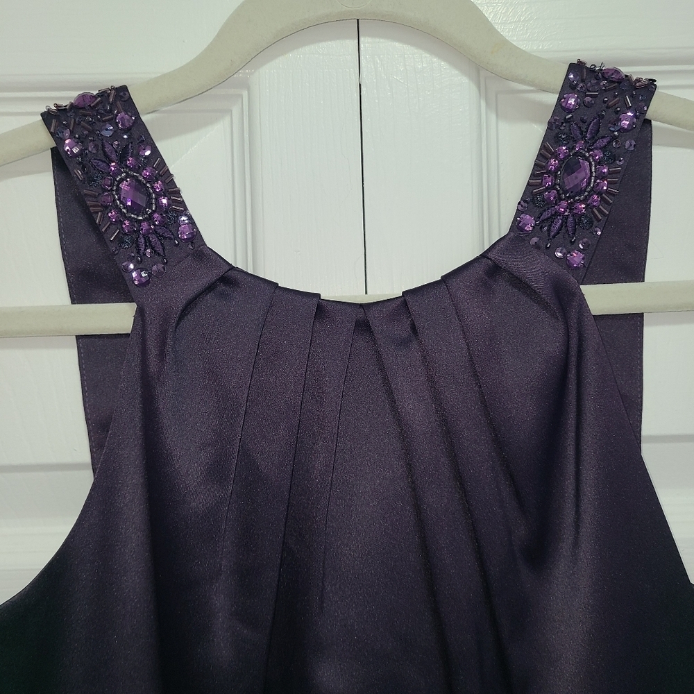 Antonio Melani Stunning Beaded Semi Formal Dress SIZE 2 deep purple TUXEDO WAIST - Picture 4 of 16